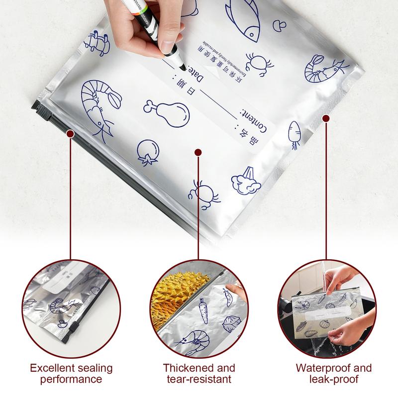 [Free!!ship] BMTWE Resealable Vacuum Zipper Pouches 30 PCS Reusable Sealable Storage Bags with Label for Food Vegetable Fruit Meat Beans (10*S+10*M+10*L)