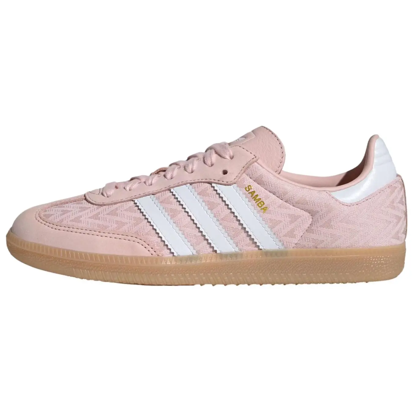 Adidas Women's Samba OG Suede Sneaker, Classic Retro Athletic Style in Sandy Pink with Gold Accents and Comfortable Cushioning, Shoe, Walking Shoes, Sports Shoes