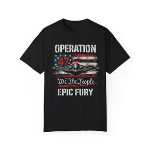 Operation Epic Fury Shirt, Fictional Military Style Eagle Emblem Tee, Patriotic Lightning Graphic T-shirt