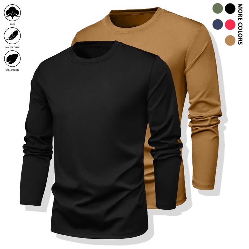 Men’s Long Sleeve T-Shirts – Quick-Dry Gym Shirts with Moisture-Wicking Fabric, Color Options for Workouts, Running, Casual Wear – Breathable Athletic Tops for Active Lifestyles, Workout Shirts, Running Gear, Round Neckline, Stretchy Material