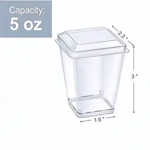 50 Pack 5 oz Plastic Dessert Cups with Lids and Spoons, Clear Parfait Cups Pudding Cups Mini Party Serving Cups for Appetizer Fruit Yogurt Ice Cream