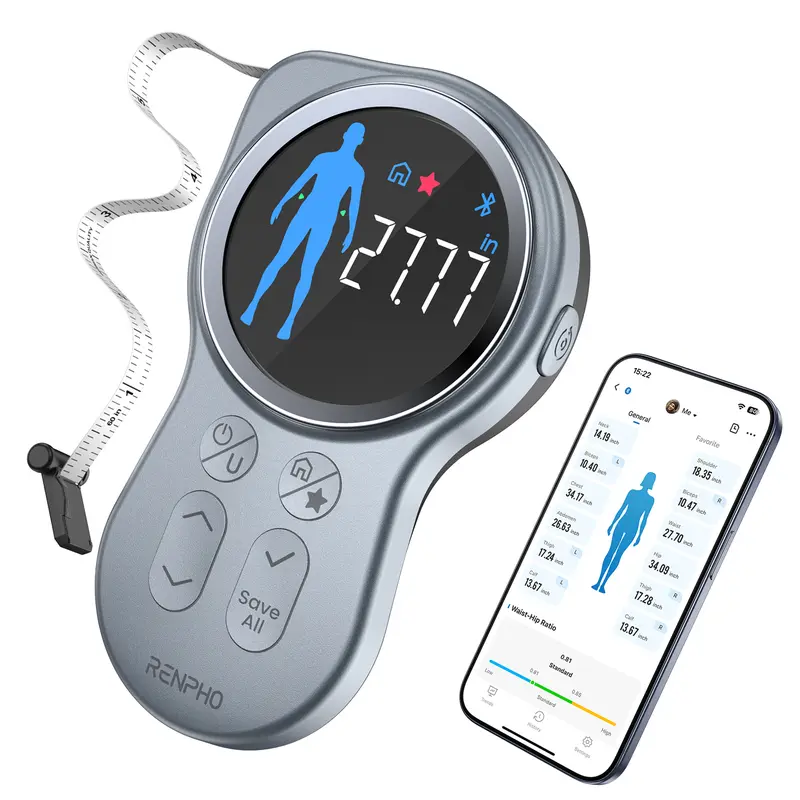 RENPHO Upgraded Smart Body Measuring Tape with Large Display, Gym Gifts Bluetooth Home User Health Equipment, Measure Circumference Length, 60in /150cm