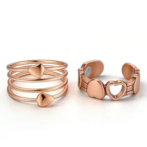 2PCS Copper Rings for Women,99.99% Pure Copper Magnetic Thumb Ring with Magnet,Lymphatic Jewelry Gifts for Womens,charm  bracelet
