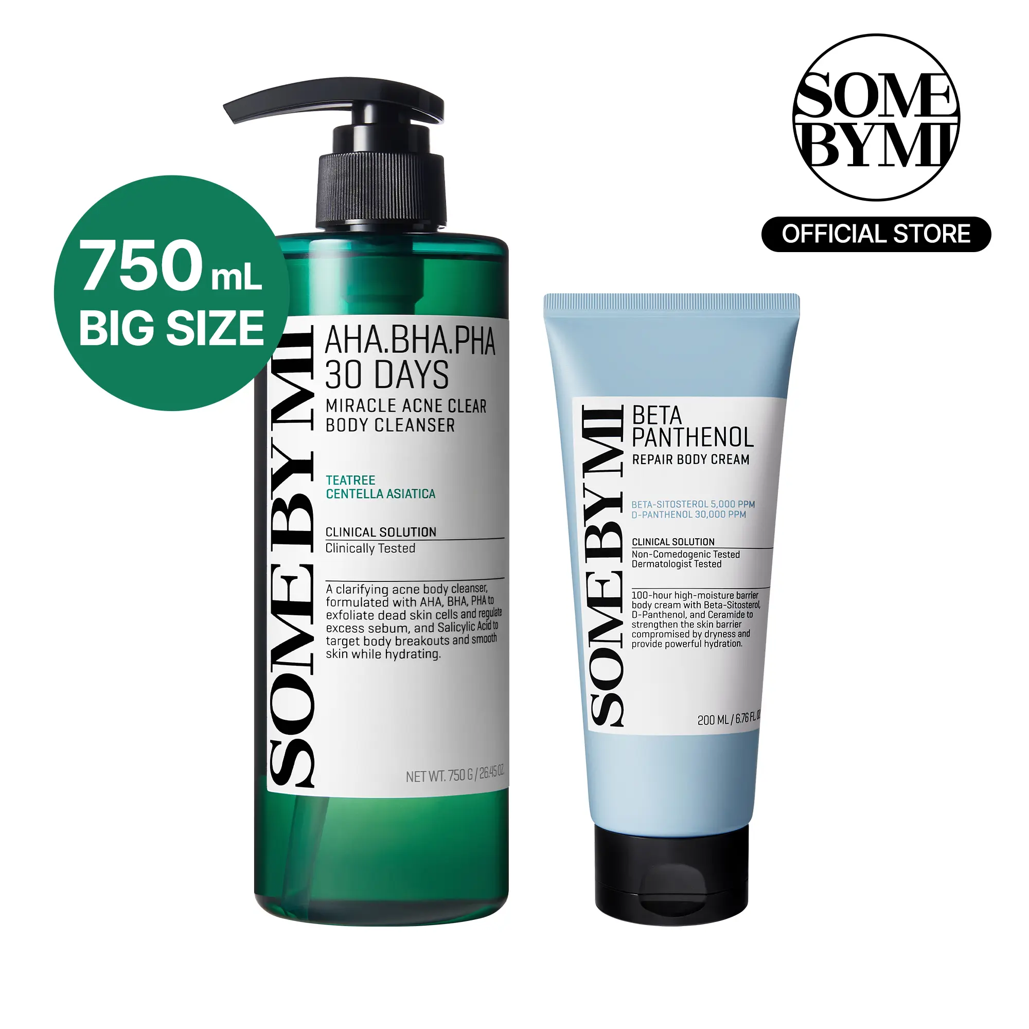 Korean Body Care Set - Korean Skincare - Salicylic Acid Acne Body Wash & Ceramide Cream Duo to Treat Back Acne, Body Odor Control & Rough Bumpy Skin