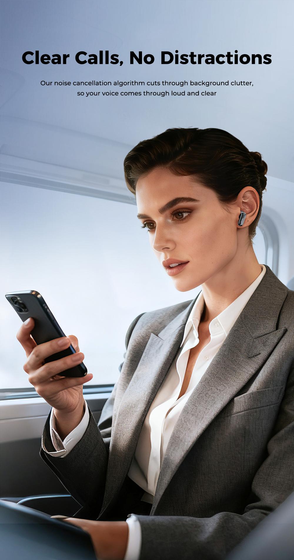 HTC NE68 Bluetooth 6.0 Earphones LCD Touch Screen IPX5 Waterproof Wireless Headphones 60H Playtime, HD Stereo Sound Earbuds, Built-in Microphone for Travel Learning Business