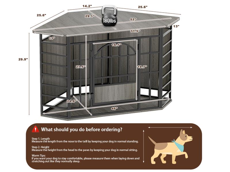 【HolidayHaul】COZPAW 52 Inch Corner Dog Crate Furniture,Wooden Dog Kennel Indoor Furniture End Table,Modern Dog Cage Decorative Pet House TV Stand for Large Medium Dogs,Vintage Brown 【HolidayHaul】COZPAW 52 Inch Corner Dog Crate Furniture,Wooden Dog Kennel Indoor Furniture End Table,Modern Dog Cage Decorative Pet House TV Stand for Large Medium Dogs,Vintage Brown