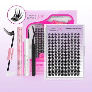 VEYESBEAUTY VB-Camellia Cluster Lashes Individual Lash Extensions Layered Eyelashes Wispy Faux Mink Lash Newbie's Five-Second DIY Mixed Length for Self Application Makeup at Home Cosmetic Eyelashes Extensions