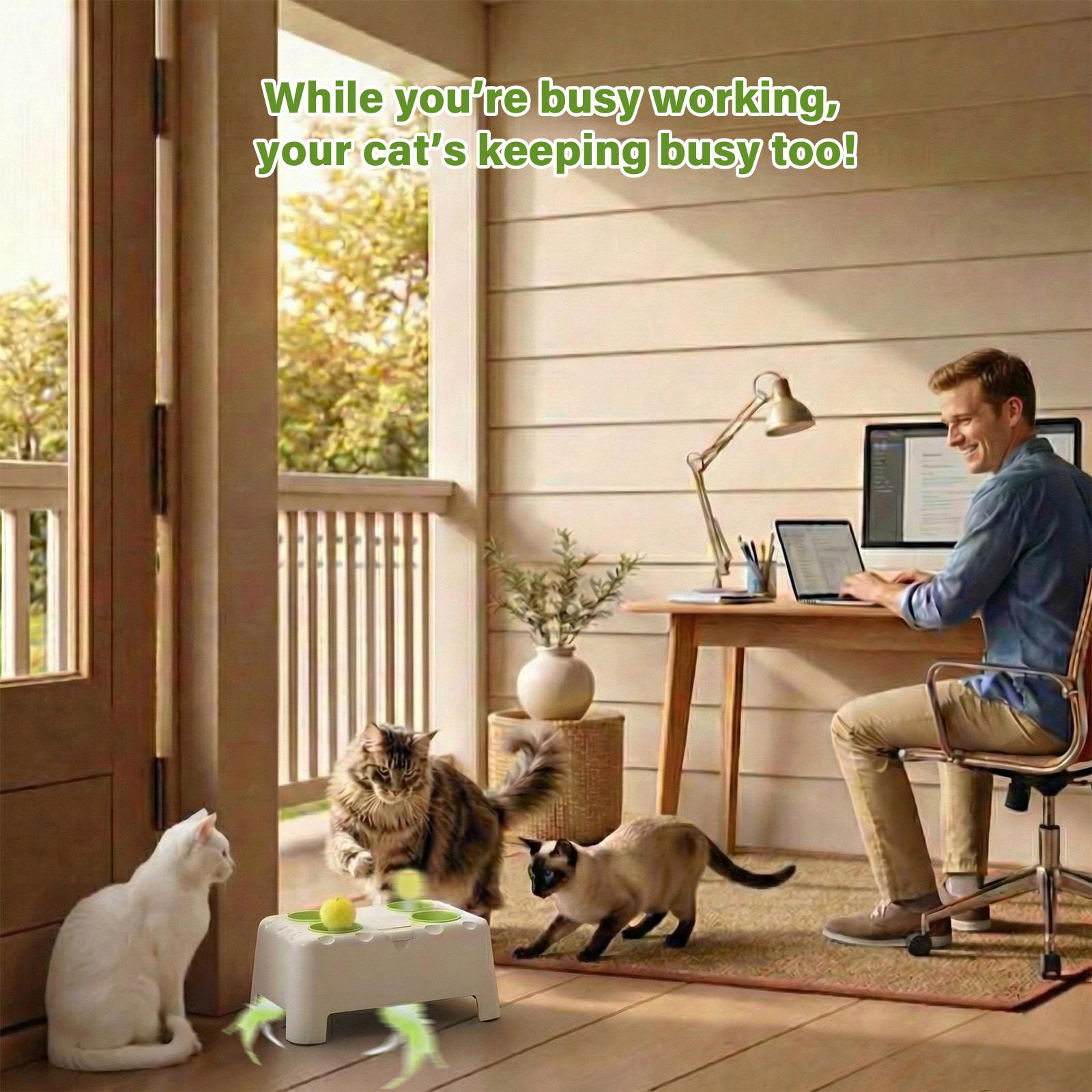 HAPPYCODE Magic House Interactive Cat Toy A 4-hole whack-a-mole electric cat toy suitable for all cats Features three modes: feather wand, whack-a-mole, and rechargeable pop-up hide-and-seek Pet supplies,stimulating cat toys HAPPYCODE Magic House Interactive Cat Toy A 4-hole whack-a-mole electric cat toy suitable for all cats Features three modes: feather wand, whack-a-mole, and rechargeable pop-up hide-and-seek Pet supplies,stimulating cat toys