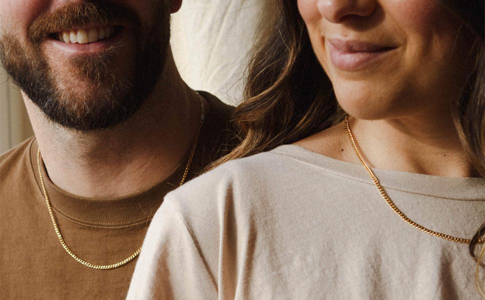 18K Gold Plated Cuban Chain Necklace for Women and Men (Unisex) 3.5mm Cuban Necklace for Men Boys