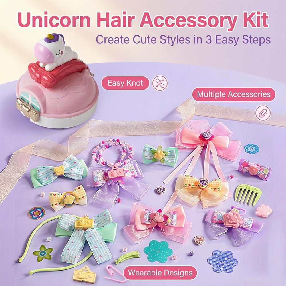 Unicorn Bow Maker, DIY Hair Accessory Kit, Wearable Craft Toy for Kids Unicorn Bow Maker, DIY Hair Accessory Kit, Wearable Craft Toy for Kids