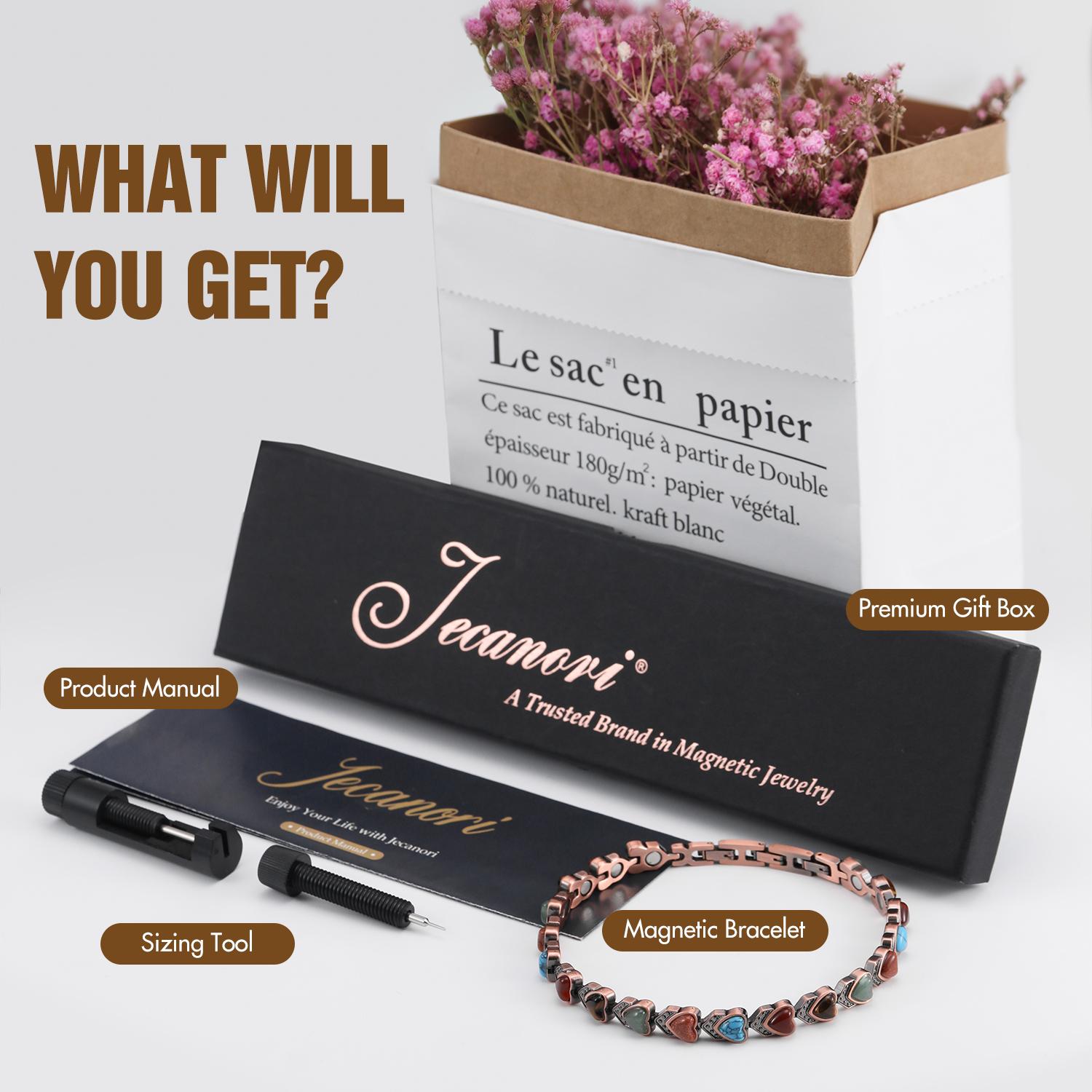 Jecanori Copper Bracelet for Women, Pure Copper Magnetic Bracelets ,Natural Unique Gemstone,  Gifts for Women