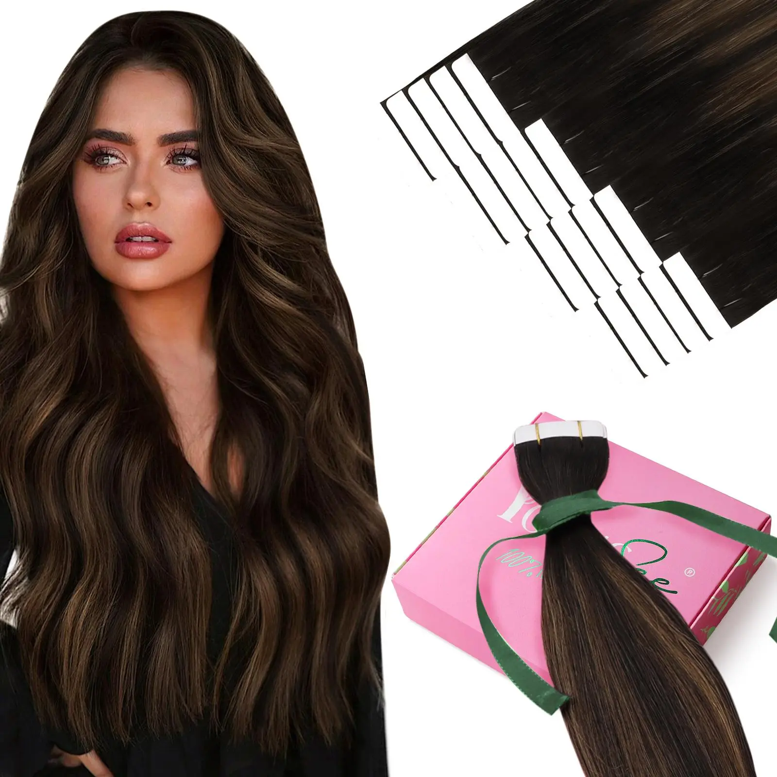 YoungSee Tape in Hair Extensions Real Human Hair Soft Lightweight Natural Straight 20pcs Pack 12-28 Inch Glueless Silky Straight Invisible Hairpiece Summer braids half wig summer hair style budget friendly wigs #summerwins #DealsForYouDays