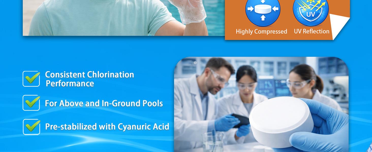 TABIT 3" Chlorine Tabs, 3 Inch Chlorinating Tablets 5 lbs for Swimming Pool, Spa and Hot Tub, Slow Dissolving