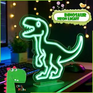 Dinosaur Neon Sign for Wall Decor, Green LED Neon Lights, Jurassic Party USB Powered LED Neon Lights, Birthday Gift, Party Decorations, lawn