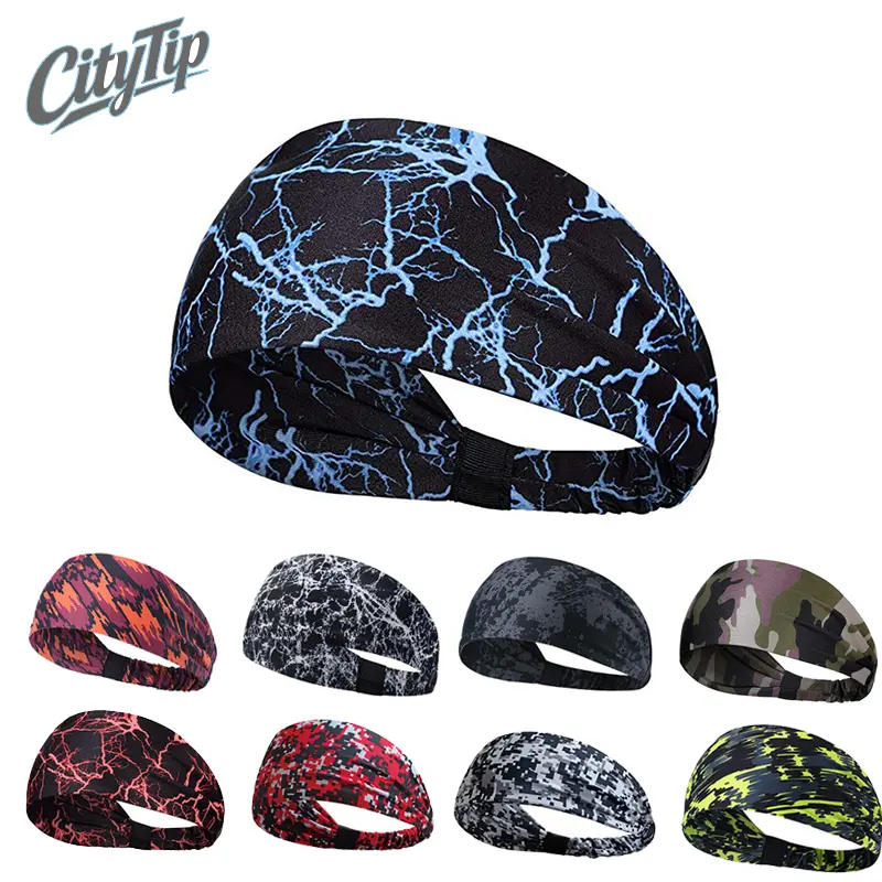 Unisex Wide Sports Headbands - Cool Camo Lightning Print, Sweat Wicking, Non-Slip Elastic Athletic Headbands for Basketball, Football (Football Drip Accessories), Gym Use, Sweat Wicking Headband, Workout Gear