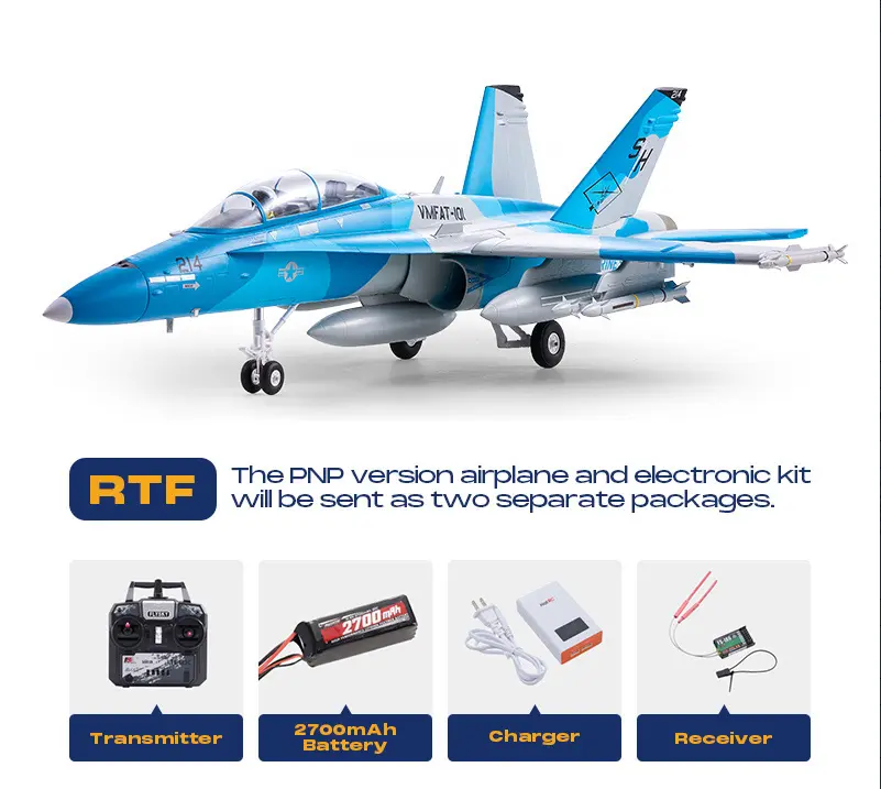 FMS EDF Jet 64mm F/A-18 Hornet  PNP/RTF gifts（PNP=Transmitter, receiver, battery and charger not included），Hobby grade、adult hobby toy、outdoor flying、racing aircraft，Beginner RC Plane