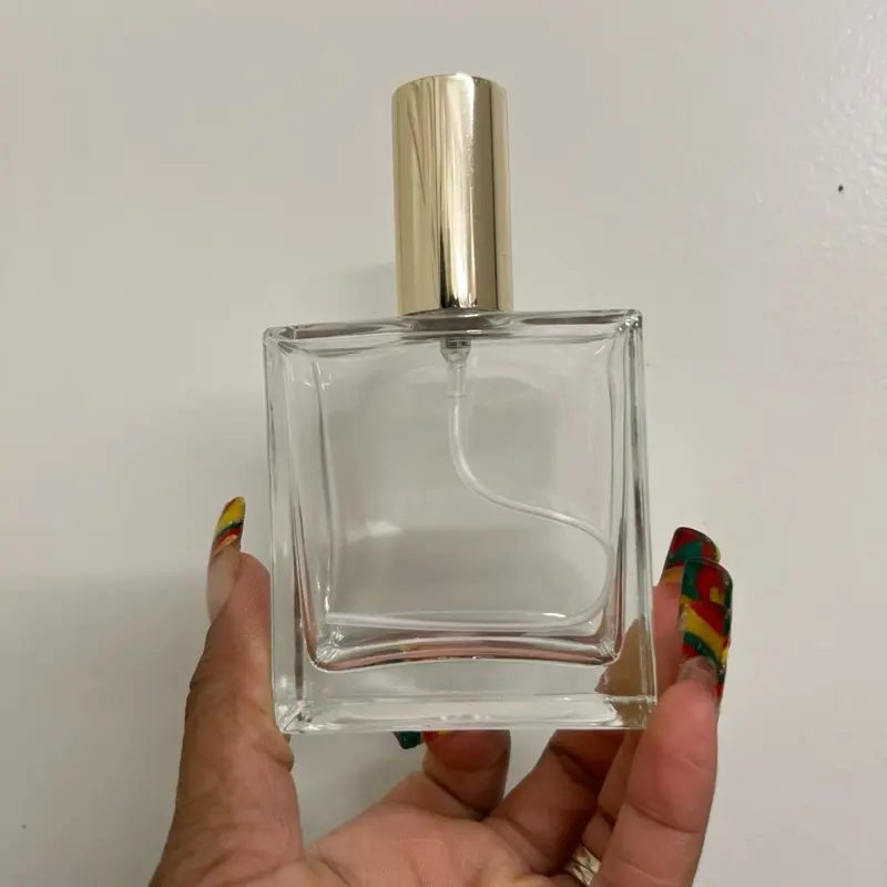 DIY Glass Perfume Bottles - Clear Square Design with Gold Cap for Custom Fragrance Projects