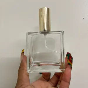 DIY Glass Perfume Bottles - Clear Square Design with Gold Cap for Custom Fragrance Projects
