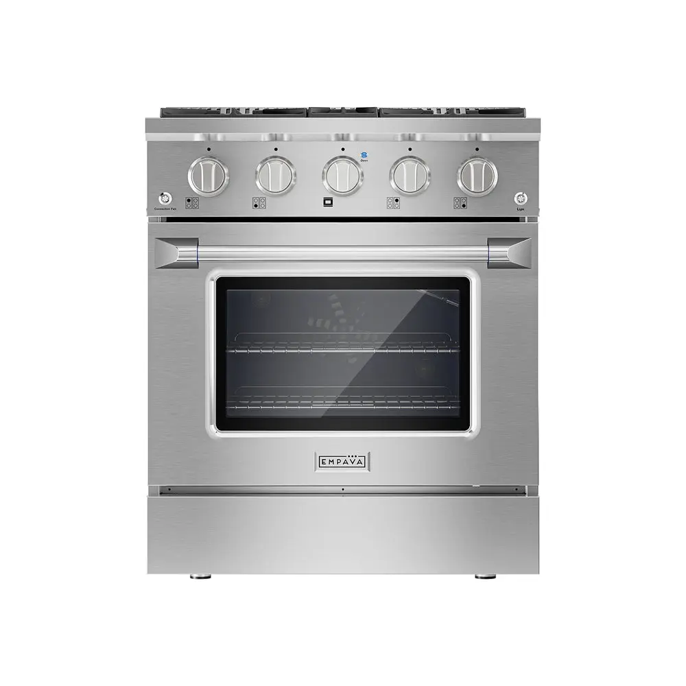 Empava 30 in. Pro-Style Slide-In Single Oven Gas Range - 120V / 60Hz Burner, LED Light Knobs, Convection Oven, Gas Heating, 2-Year Warranty, 30" L x 27.3" W x 36.4" H
