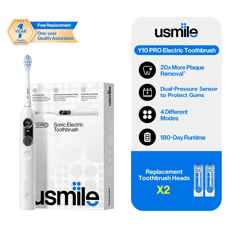 usmile Y10 Pro Electric Toothbrush with Missed Spot Screen, USB-C Rechargeable Pressure Control, One Charge Lasts 6 Months