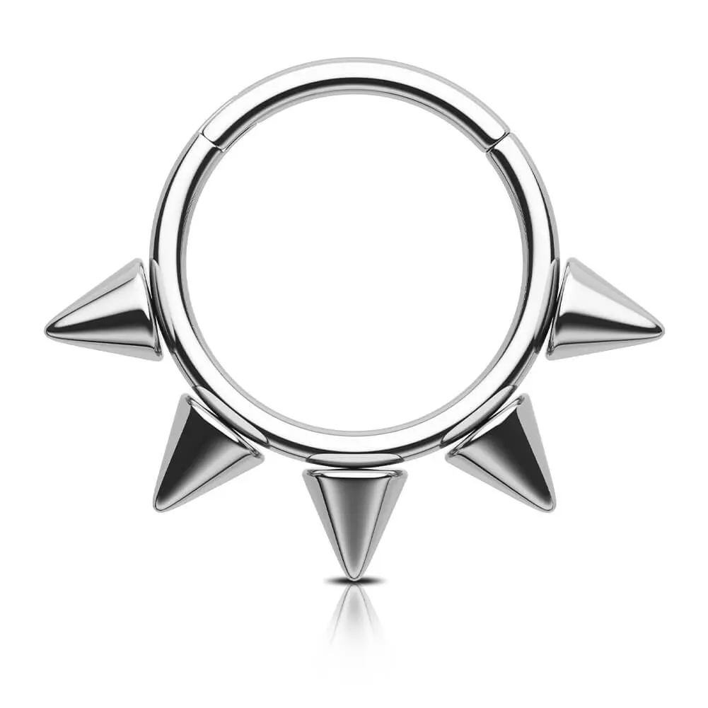 Oufer 16G Five Spikes Titanium Hinged Segment Septum Ring Snakebites Piercing Jewelry