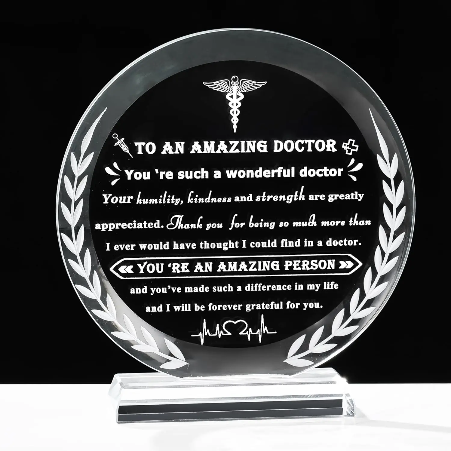 Crystal Plaque Doctor Appreciation Gift, Transparent Box-Packaged Home Decor Sign for Men, Ideal for Doctor's Day, Retirement Gifting & Home Supplies Decoration