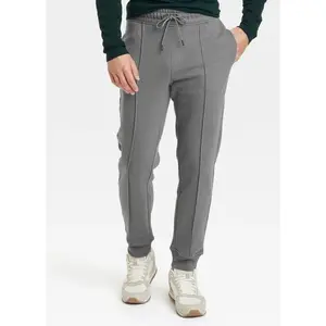 Men's Gray Knit Jogger Pants With Slim Tapered Leg & Adjustable Drawstring Waist-