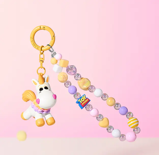 MINISO Toy Story Year of the Horse Beaded Keychain - Cute Buttercup Unicorn Durable Kawaii Accessories, Keychain Attachment, Bead Animal Collectible, Ideal for Backpack, Car Key