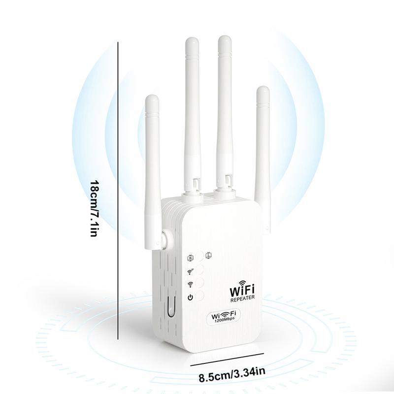 WiFi Extender 2025, 1200Mbps Dual Band (5GHz/2.4GHz) Signal Booster, Covers 10,000 sq. ft & 50 Devices, Repeater with Ethernet Port for Home, Gifts