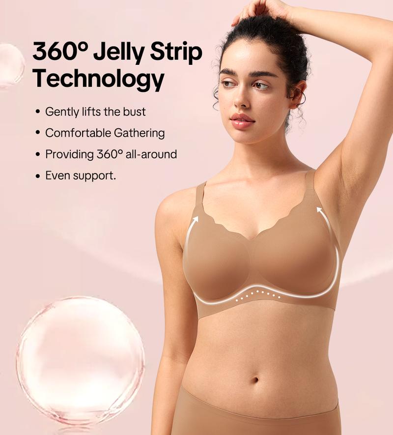 HSIA Elle Bundle 2 Pack AllDay Comfort Wireless Buttery Soft Jelly Seamless No Underwire Full Coverage Supportive T-shirt Bra Everyday Bra