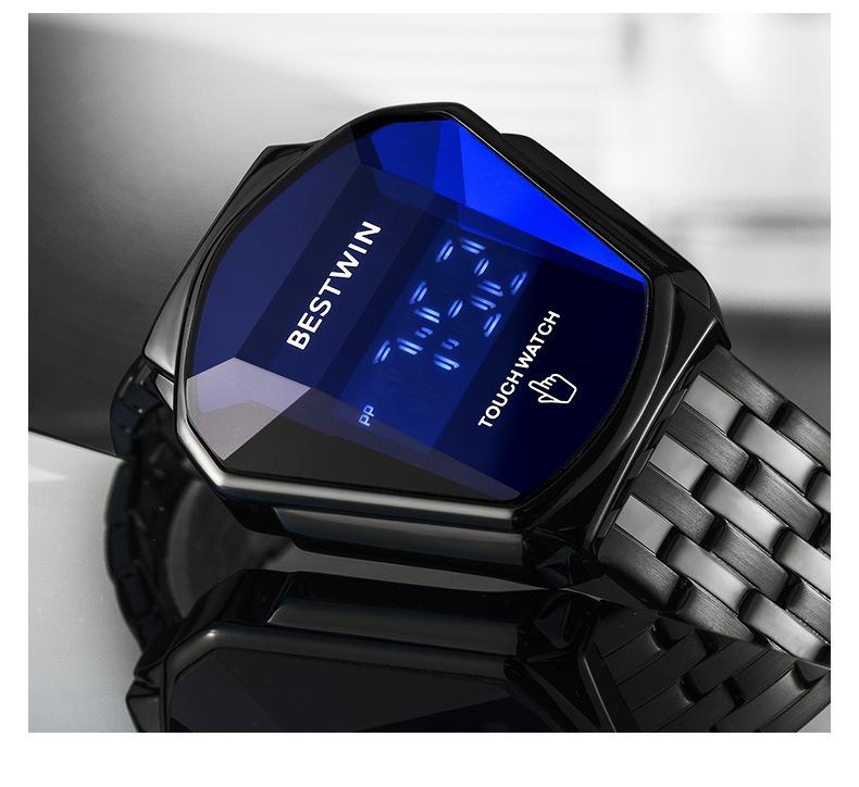 【SpringStatements】Touchscreen Racing Sport watch Luxury Mens Racing Sport ​Iridescent diamond-shaped mirror surfacet WatchMultifunction Chronograph  Stainless Stee! Casual Business Stvle Perfect Giftfor Him fashionable wristwatch time display