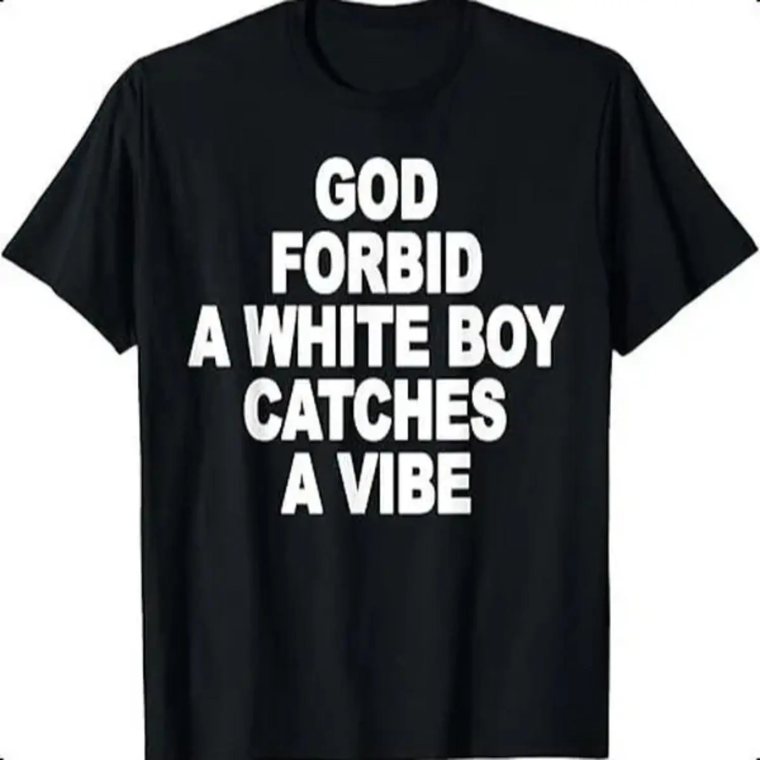 Women's Comfy Soft Cotton Round Neck Short-Sleeve Graphic T-Shirt - Custom Printed "God Forbid A White Boy Catches A Vibe" Design, Y2K Retro Dad Joke Apparel, Christmas Tree Nutcracker Merchandise, Funny Gift