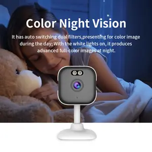 Indoor Security Camera 2.4GHz WiFi, 2K Color Night Vision, AI Detection, Two-Way Audio, Easy to Install