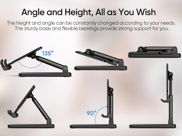 ARZOPA CellPhone Folding Stand, Adjustable & Foldable Sturdy Holder for Desk Smartphone Accessories Compatible iPhone, iPad, Portable Monitor 7"-15.6"