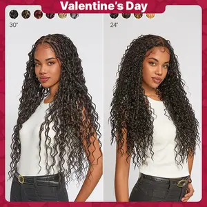 Frodio Veralux™ Fiber Full Lace Boho Curl & Water Wave Synthetic Box Braided Wigs Valentine's Day