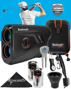 Bushnell Golf Tour V7 Shift Laser Rangefinder with Tour Trusted Slope Technology, Dual Color Display w/ Wearable4U Bundle