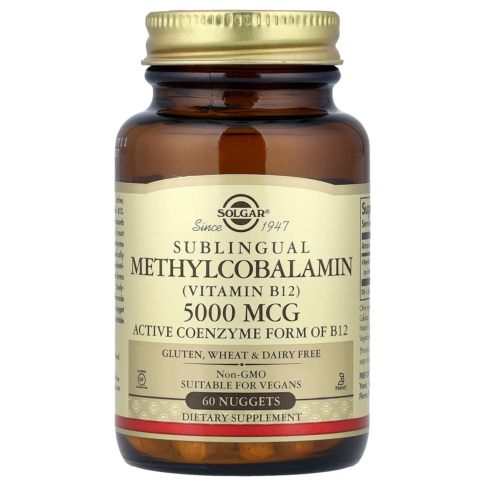 Solgar Sublingual Methylcobalamin (Vitamin B12), 5,000 mcg, 60 Nuggets