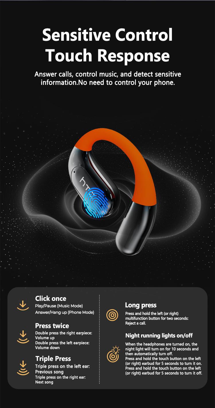 HTC NE36 Wireless 6.0 audifonos bluetooth noise cancelling headphones High Fidelity Waterproof HIFI Sound Quality | Suitable for Office, Sports, Study and Audio Calls | Built-in Microphone | Earphones