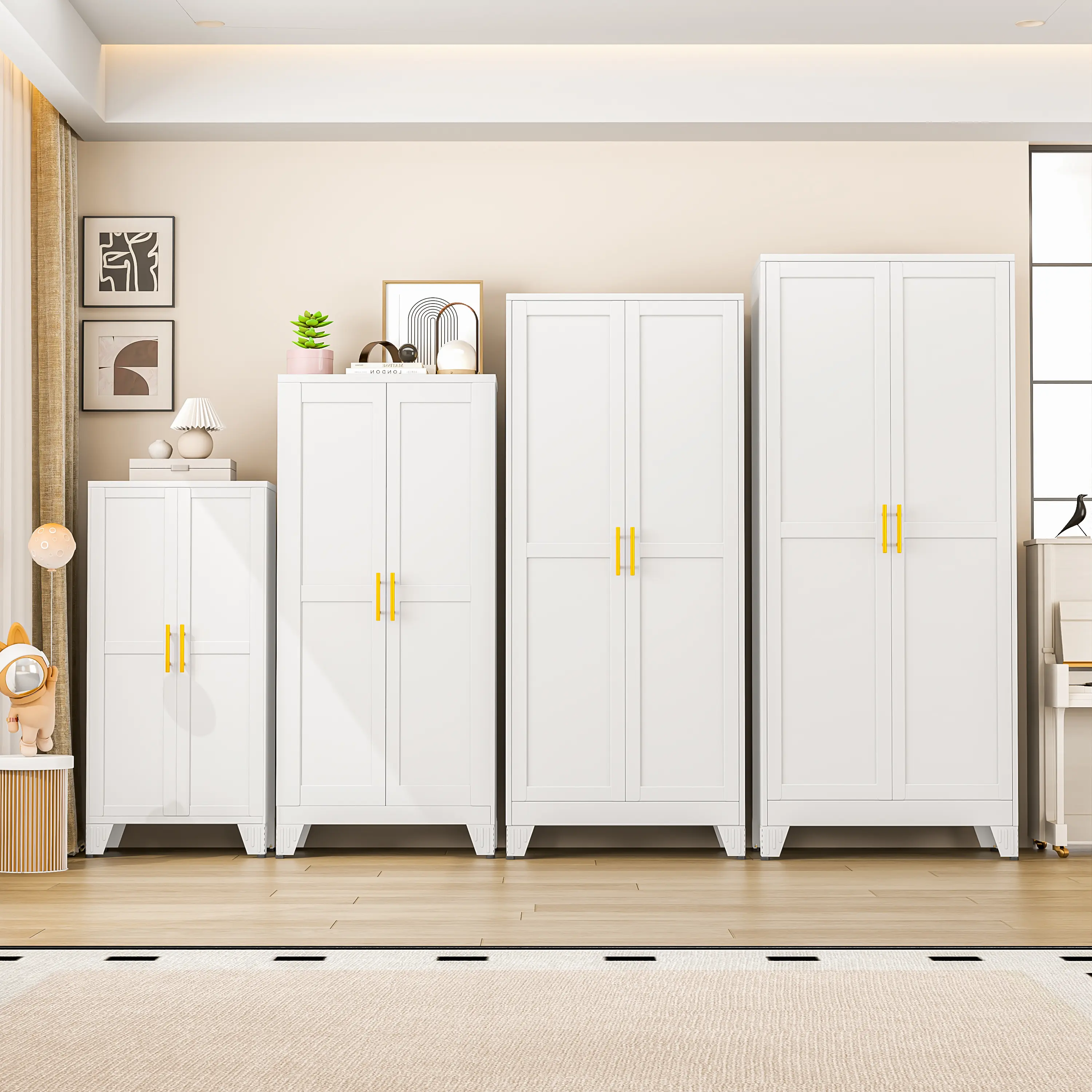 Metal Storage Cabinet, Steel Cabinets for Home Office with Adjustable Shelves and Doors – Kitchen Pantry Storage, Tool Cabinet for Office, Home, Garage & School