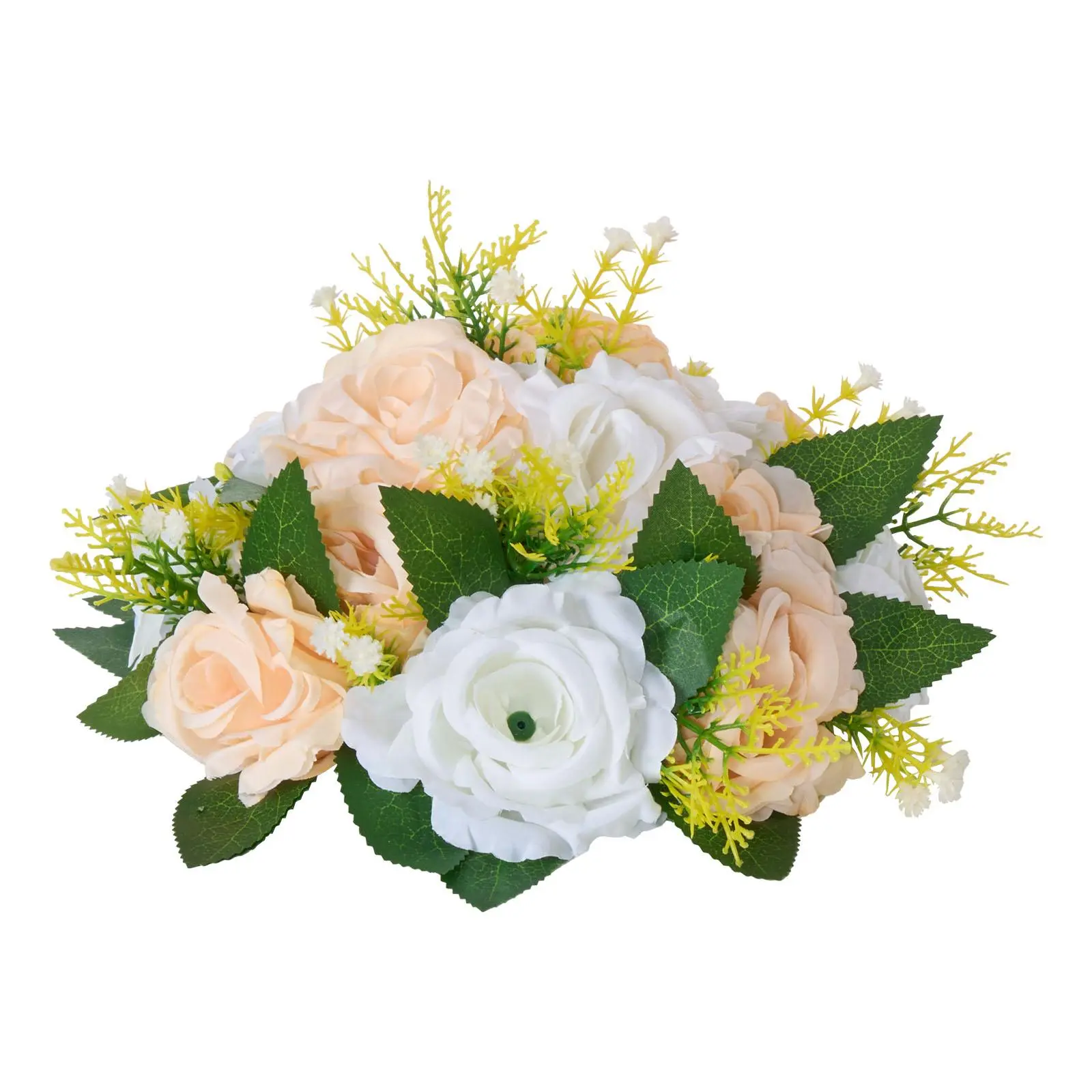 【SummerFinds】VEVOR 10-PC Silk Fade-Resistant Layered Artificial Rose Flower Set, 9.5-Inch Decorative Balls (9.4x9.4x4.7in, Fluff to Restore), Wedding Table Centerpieces for Home & Anniversary Decor, Champagne & White