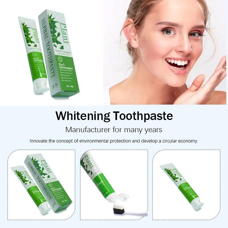 5 in 1 Whitening Toothpaste, Plant Herbal Formula, Reduces Exogenous Stains, Freshens Breath & Supports Healthy Teeth, 100g