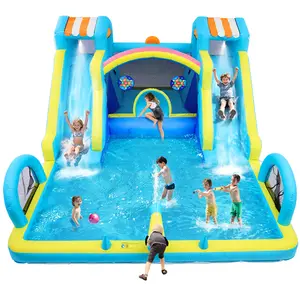 GAOMON Inflatable Bounce House, Double Water Slide Bounce House, Premium Oxford Fabric Bouncy Castle with Blower for Kids, Indoor Outdoor Play Center for Backyard Party & Family Fun