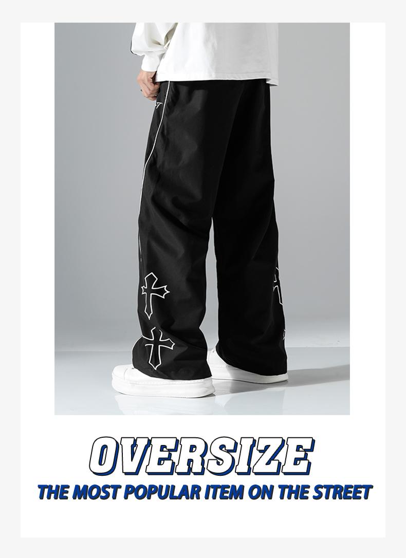 Clean Gent men's casual sweatpants with white side stripes and embroidery design, casual sportswear, sports trousers, sports suits, sports casual style sportswear, strappy straight sportswear