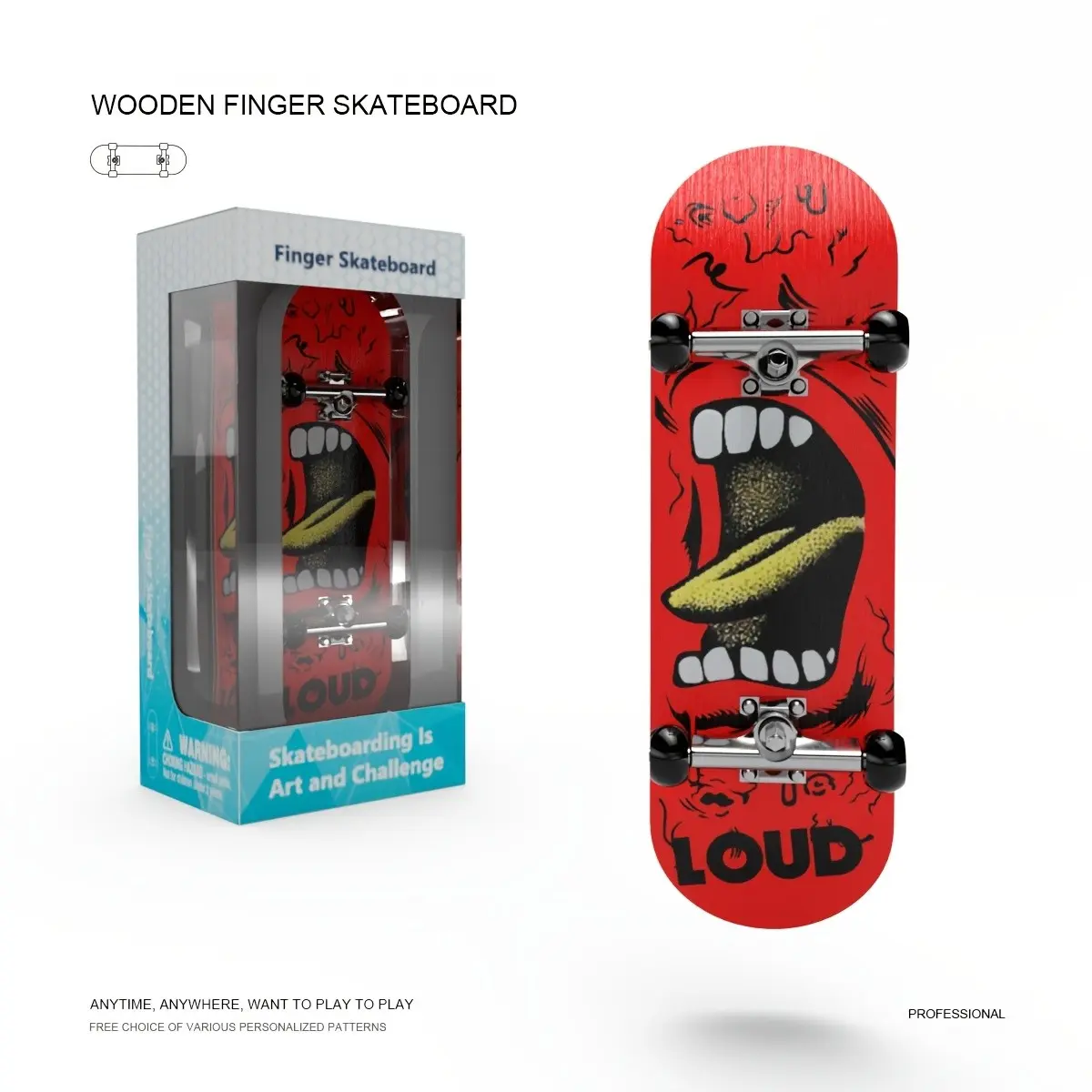 Professional Fingerboard Stress Relief Fidgeting Toy, Stress Relief Tool, Setup Fingerboard, Includes Screwdriver, Five-Layer Maple Wood Panel, 1.8mm PU Non-Slip Pad, Bearing Wheels, Fingerboard Deck