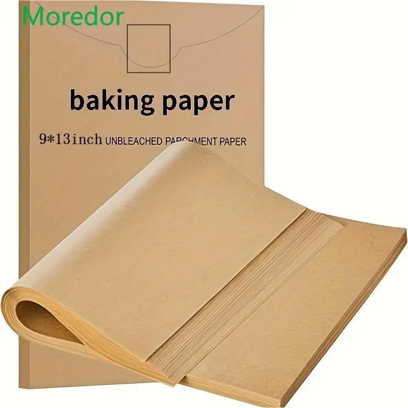 Unbleached Non-Stick Parchment Paper Sheets - 100 Pieces 9x13 in Precut Sheets, All-Purpose Kitchen Bakeware for Home Bakers, Baking, Grilling, Steaming, Air Fryer