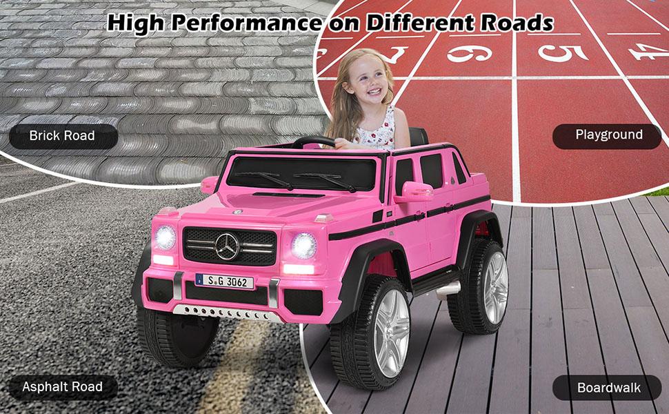 Costway Licensed Mercedes Benz Ride on Truck Car w/ Remote Control, 12V Battery Powered Electric Vehicle for Kids Boy Girl, LED Lights, Music, Suspension System Costway Licensed Mercedes Benz Ride on Truck Car w/ Remote Control, 12V Battery Powered Electric Vehicle for Kids Boy Girl, LED Lights, Music, Suspension System