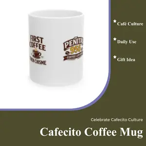 Peñitas Cafecito Club Coffee Mug Ceramic Drinkware Washable Reusable Perfect for Daily Coffee Lovers Gift - Reuse