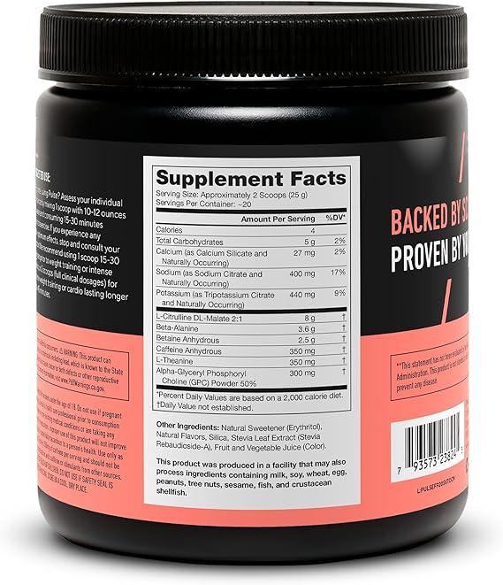 Legion Pulse Natural Pre-Workout Supplement Caffeine-Free - 20 Servings (Strawberry Kiwi)