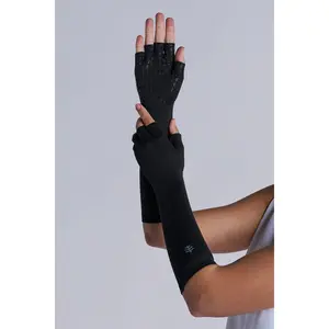 Unisex Bona Fingerless Mid-length Gloves | Black