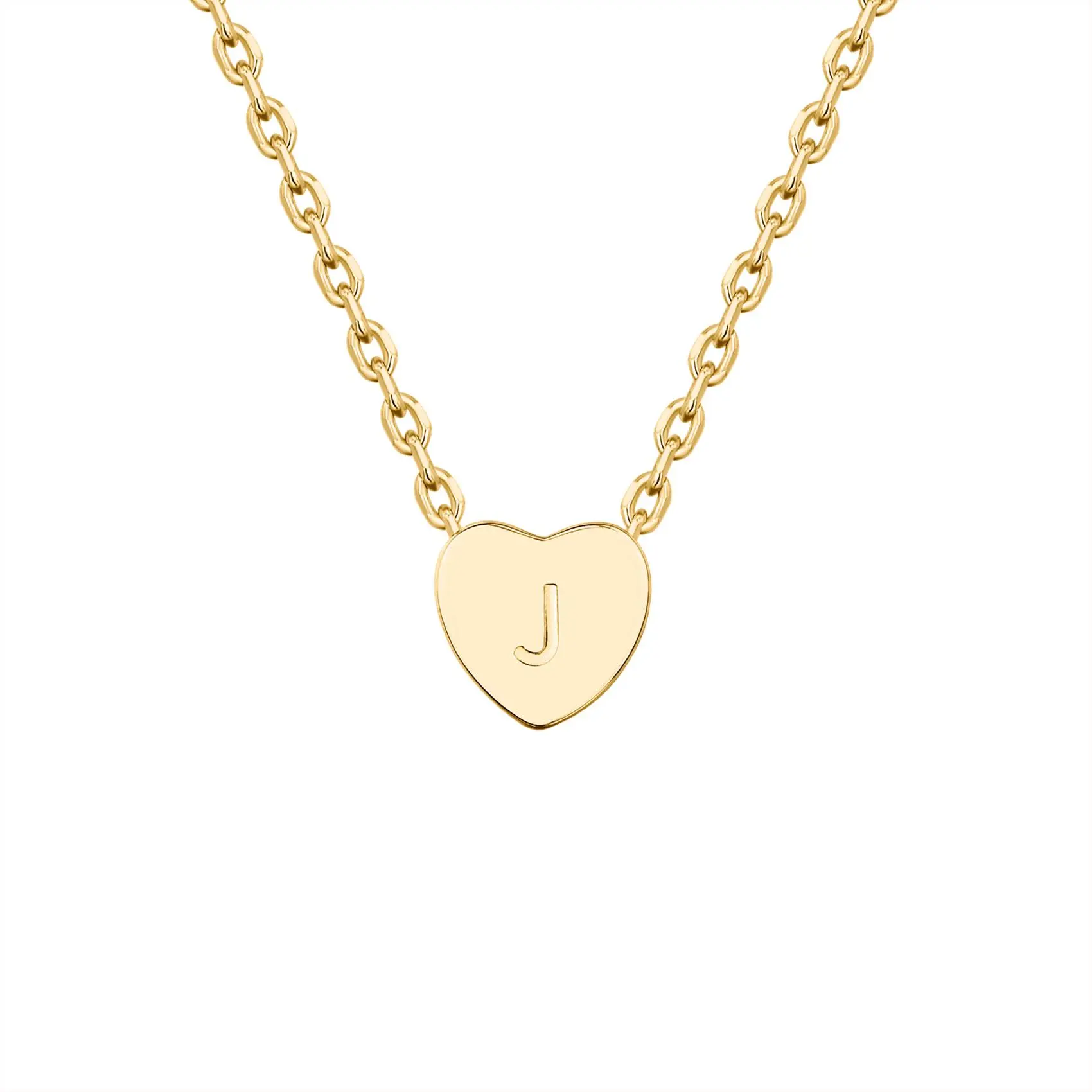 PAVOI 14K Gold Plated Mini Dainty Heart Initial Necklace - Slider Adjustable Necklace - 18" - Letter Necklaces for Women